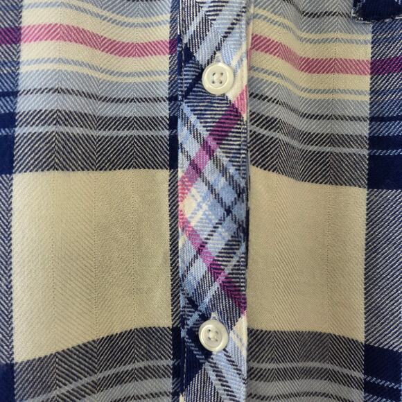 Rails Hunter Plaid Button Down Shirt White Blue Pink Women Size M Long Sleeve - Picture 5 of 12